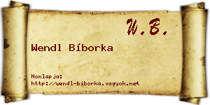 Wendl Bíborka névjegykártya